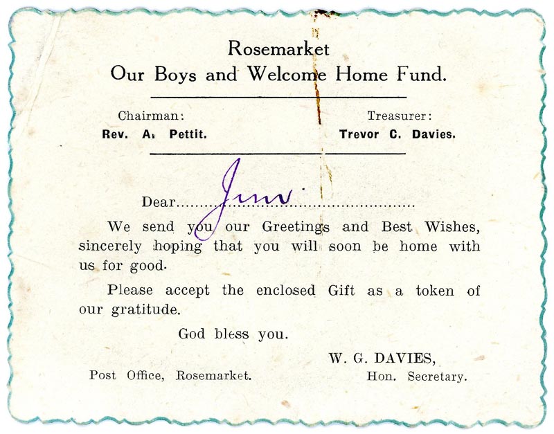 Rosemarket Greetings card, 1946